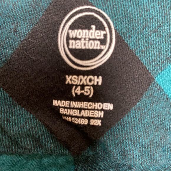 Wonder Nation Black/Turquoise Button Down Flannel - Picture 6 of 6